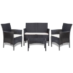 Set Divani da Giardino 4 pz con Cuscini in Polyrattan Nero