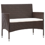 Set Divani da Giardino 4 pz con Cuscini in Polyrattan Marrone