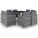 Set da Pranzo da Giardino 9 pz e Cuscini Polyrattan Antracite