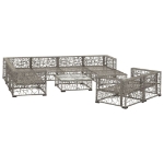 Set Divani da Giardino 10 pz con Cuscini in Polyrattan Grigio