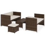 Set Divani da Giardino 5 pz con Cuscini in Polyrattan Marrone