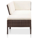 Set Divani da Giardino 3 pz con Cuscini in Polyrattan Marrone