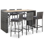 Set da Bar da Giardino 7 pz con Cuscini in Polyrattan Grigio