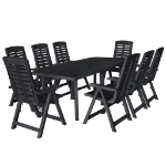 Set da Pranzo da Giardino 9 pz in Plastica Antracite