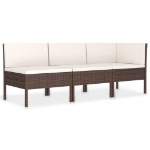 Set Divani da Giardino 3 pz con Cuscini in Polyrattan Marrone