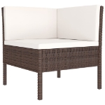 Set Divani da Giardino 3 pz con Cuscini in Polyrattan Marrone