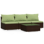 Set Mobili da Giardino 4 pz con Cuscini in Polyrattan Marrone