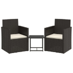 Set Divani da Esterno 3 pz con Cuscini Nero in Polyrattan