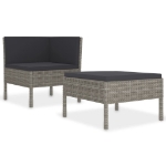 Set Divani da Giardino 2 pz con Cuscini in Polyrattan Grigio