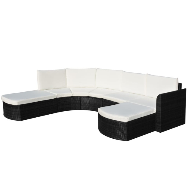 Set Divani da Giardino 4 pz con Cuscini in Polyrattan Nero