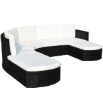 Set Divani da Giardino 4 pz con Cuscini in Polyrattan Nero