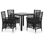 Set da Pranzo da Giardino 5 pz in Polyrattan Nero