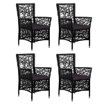 Set da Pranzo da Giardino 5 pz in Polyrattan Nero