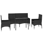 Set Divani da Giardino 4 pz con Cuscini Nero in Polyrattan