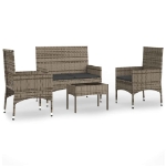 Set Divani da Giardino 4 pz con Cuscini in Polyrattan Grigio