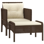 Set Divani da Giardino 2 pz con Cuscini in Polyrattan Marrone