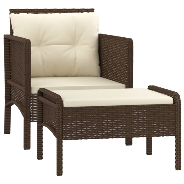 Set Divani da Giardino 2 pz con Cuscini in Polyrattan Marrone