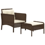 Set Divani da Giardino 2 pz con Cuscini in Polyrattan Marrone