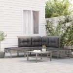 Set Divani da Giardino 5 pz con Cuscini in Polyrattan Grigio