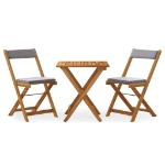 Set da Bistrò Pieghevole 3pz con Cuscini Legno Massello Acacia