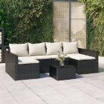 Set da Giardino 2 pz con Cuscini Nero in Polyrattan