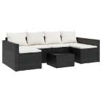 Set da Giardino 2 pz con Cuscini Nero in Polyrattan