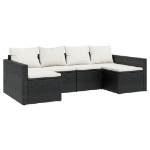 Set da Giardino 2 pz con Cuscini Nero in Polyrattan