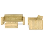 Set Divani da Giardino 3 pz in Legno di Pino Impregnato