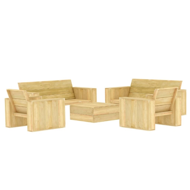 Set Divani da Giardino 5 pz in Legno di Pino Impregnato