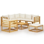 Set Divani da Giardino 8 pz con Cuscini Crema Massello Acacia