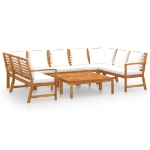 Set Divani da Giardino 9 pz con Cuscini Crema in Legno Acacia