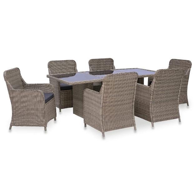 Set da Pranzo da Giardino 7 pz in Polyrattan Marrone