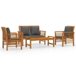 Set Salotto da Giardino 4pz con Cuscini Legno Massello Acacia