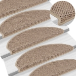 Tappeti Autoadesivi Scale Aspetto Sisal 15 pz 65x21x4 cm Sabbia