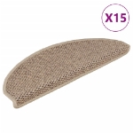 Tappeti Autoadesivi Scale Aspetto Sisal 15 pz 65x21x4 cm Sabbia