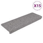 Tappeti Autoadesivi Scale Aspetto Sisal 15 pz 65x21x4cm Argento