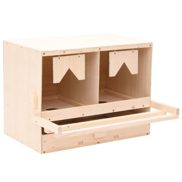 Casetta Cova per Galline 2 Scomparti 63x40x45 cm Legno di Pino