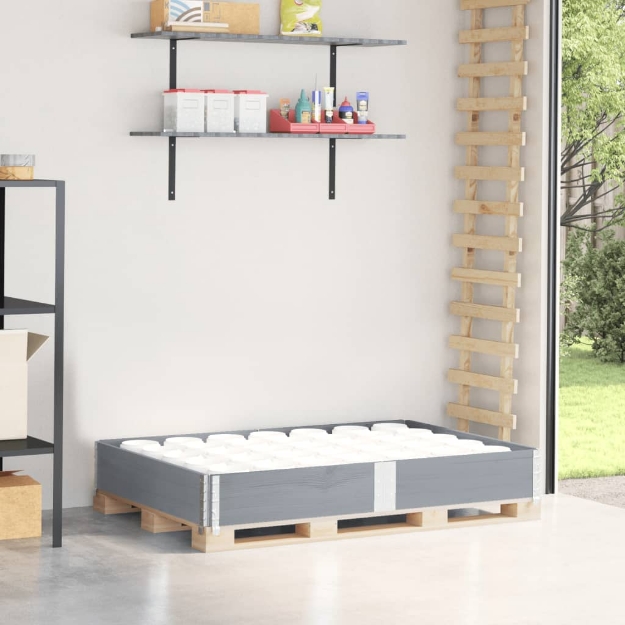 Paretale per Pallet Grigio 150x100 cm in Legno Massello di Pino