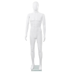 Manichino Uomo Figura Intera Base in Vetro 185 cm Bianco Lucido