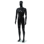 Manichino Uomo Figura Intera Base in Vetro 185 cm Nero Lucido