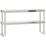 Ripiano per Tavolo da Lavoro 2 Piani 110x30x65 cm Acciaio Inox