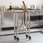 Tavolo da Lavoro Cucina con Ruote 55x30x85 cm in Acciaio Inox