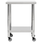 Tavolo da Lavoro Cucina con Ruote 80x45x85 cm in Acciaio Inox