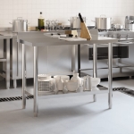 Tavolo Lavoro Cucina con Paraschizzi 110x55x93cm Acciaio Inox