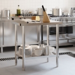 Tavolo Lavoro Cucina con Paraschizzi 82,5x55x93cm Acciaio Inox