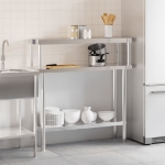 Tavolo Lavoro Cucina con Ripiano 110x30x120 cm Acciaio Inox