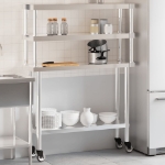 Tavolo Lavoro Cucina con Ripiano 110x30x150 cm Acciaio Inox