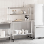 Tavolo Lavoro Cucina con Ripiano 110x55x150 cm Acciaio Inox