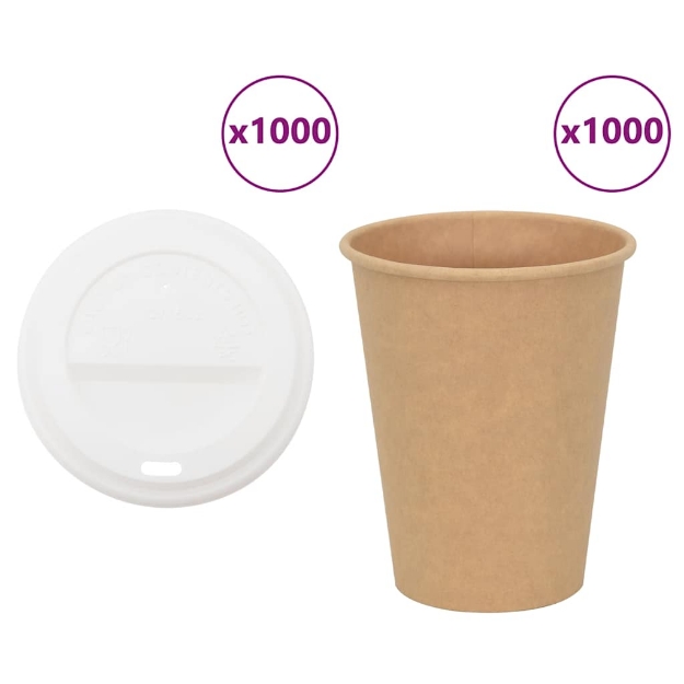 Tazze da Caffè in Carta con Coperchi 1000 pz 12oz 300 ml