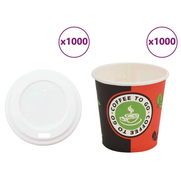 Tazze da Caffè in Carta con Coperchi 1000 pz 4oz 120 ml